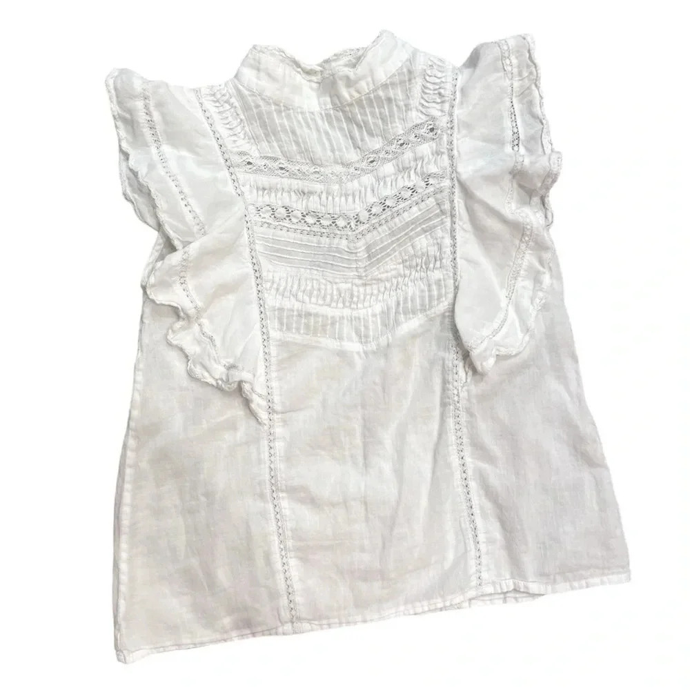 Hartford Girl’s Hedine White Flutter Sleeve Top